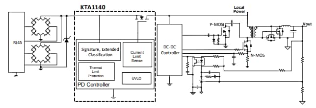 Application Circuit Diagram - Kinetic Technologies KTA1140 IEEE 802.3bt Power Switch IC